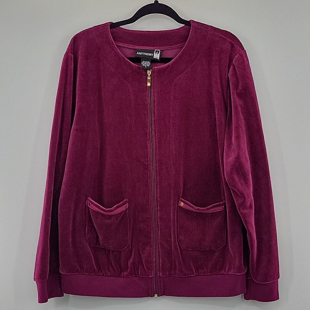 Anthony Velvet Zipper Jacket with Pockets size L